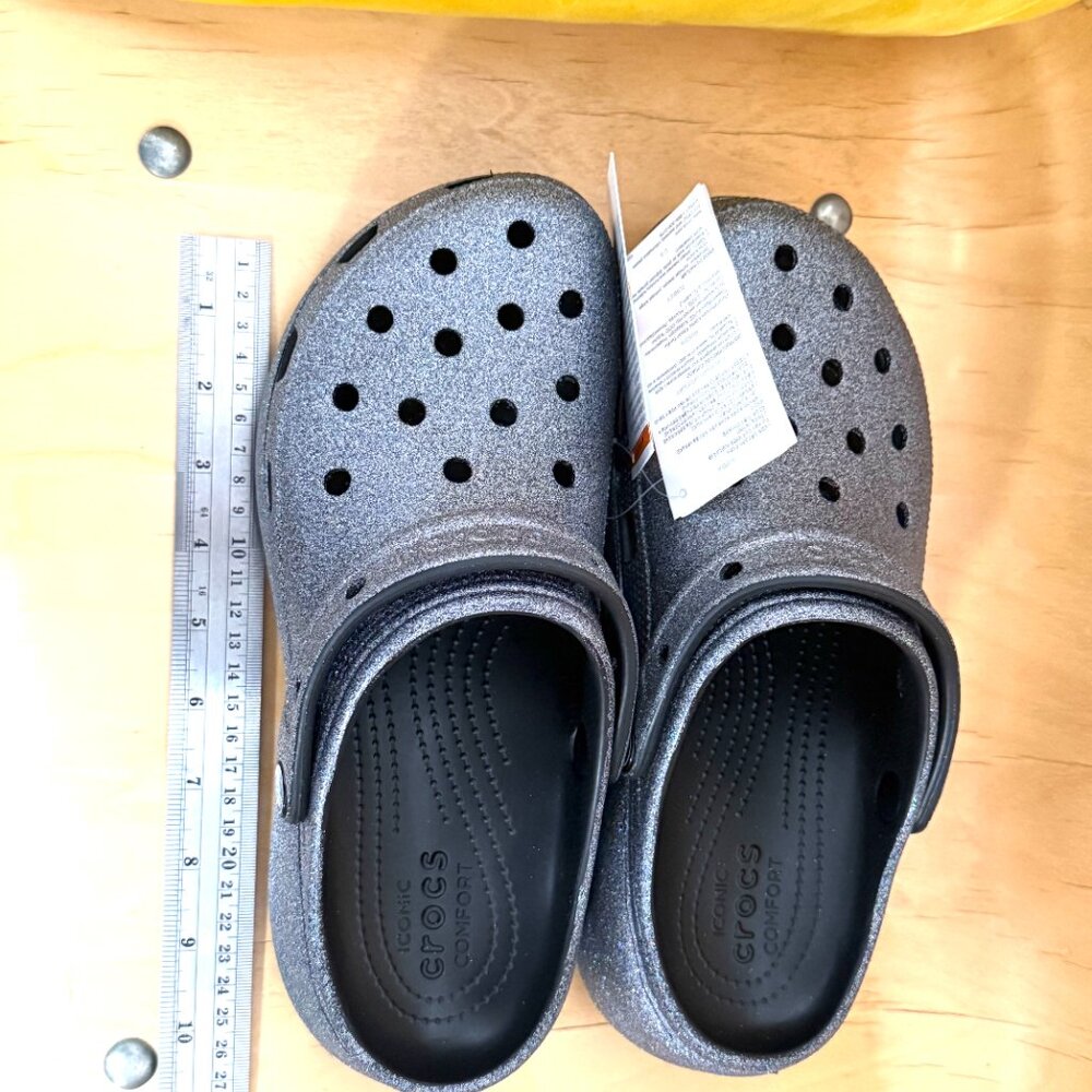 NWT CROCS Silver Glitter Platform Comfort Clogs Womens Size 10 Sparkly New - Picture 6 of 13